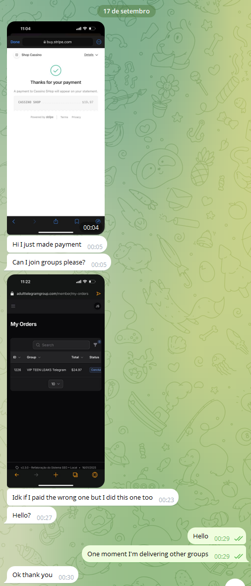 Proof of payment 17/09